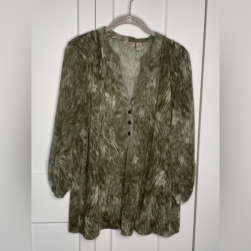 EasyWear by Chico's Semi Sheer Ruched Blouse Women’s Large Chico’s 3